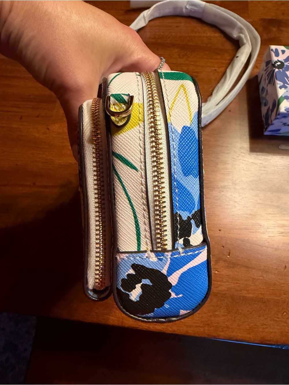 kate spade NEW Pink Canvas Floral Crossbody Bag & Cardholder - Blue Floral $358 - Picture 8 of 14